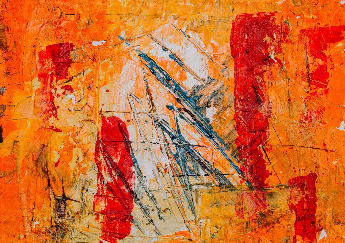 modern art orange and red abstract painting painting